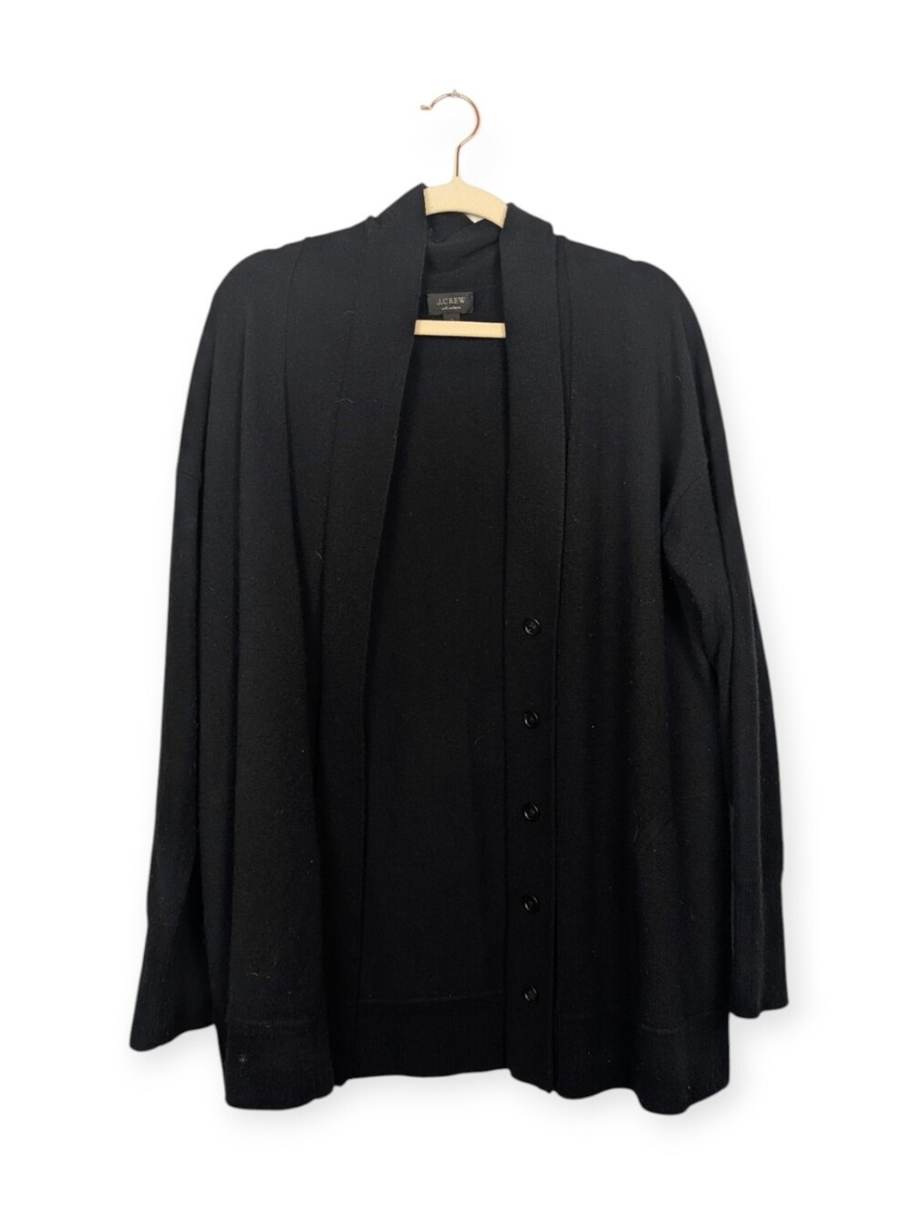 J.Crew Black Cashmere Shawl Collar Button Front Cardigan Sweater Size L